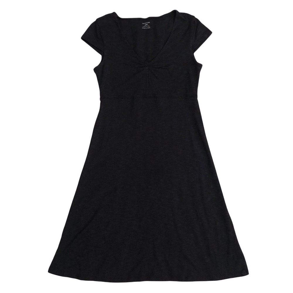 HORNY TOAD Rosemarie Organic Cotton Blend Midi Dress Sz‎ S Black Knit Cap Sleeve